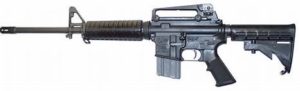 A close up of an ar 1 5 with the barrel extended