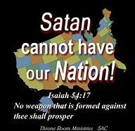 A picture of the united states with a quote from satan.
