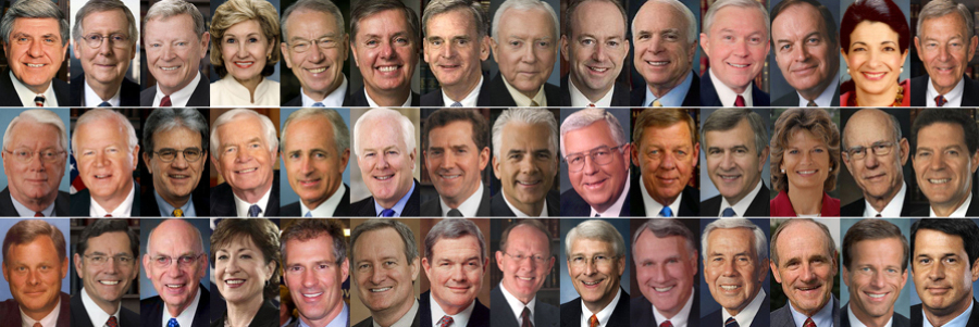 A collage of men in suits and ties.